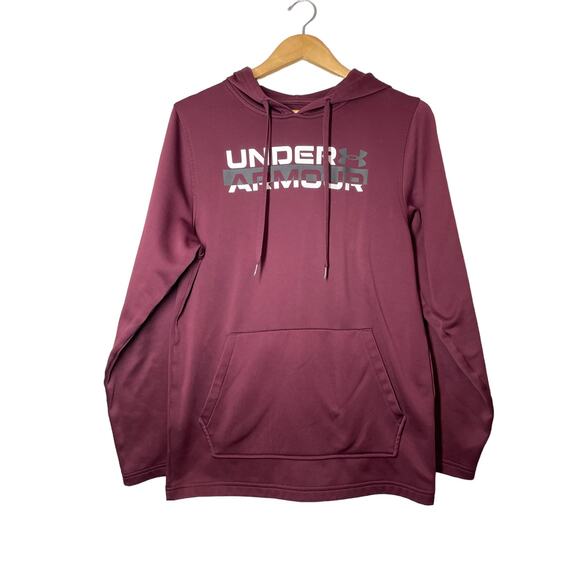 Under Armour Hoodie Mens Small Burgundy Logo Sweatshirt - Picture 1 of 5